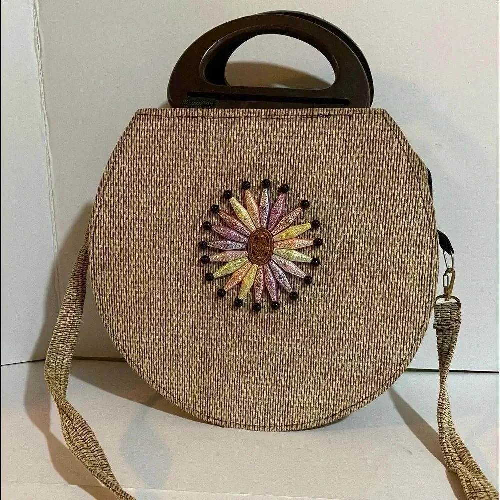 Handcrafted woven satchel handbag